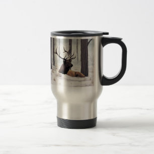 'Chilly' Bull Elk in Snow Travel Mug