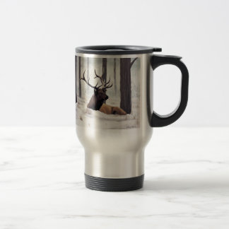 'Chilly' Bull Elk in Snow Travel Mug