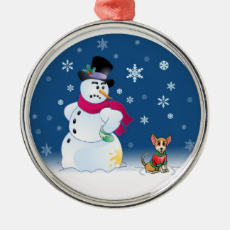 Chilly Chihuahua and Snowman ornament