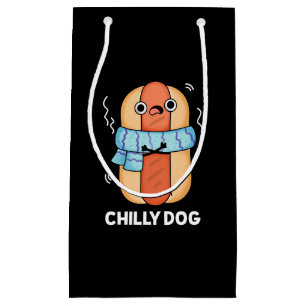 Chilly Dog Funny Chilli Hot Dog Pun Dark BG Small Gift Bag