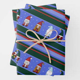 Chilly Gnomies Stripe Wrapping Paper