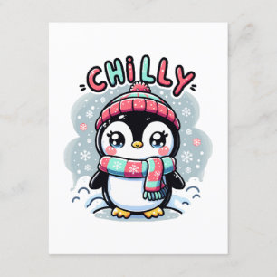 Chilly Penguin Snowy Scarf Hug Enclosure Card