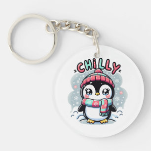 Chilly Penguin Snowy Scarf Hug Key Ring