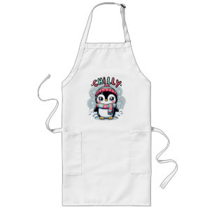 Chilly Penguin Snowy Scarf Hug Long Apron