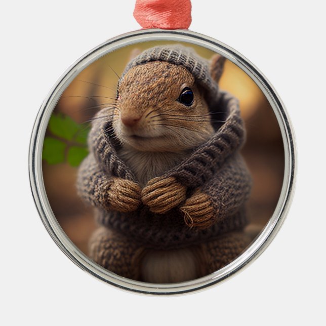 Chilly Squirrel Metal Tree Decoration (Front)