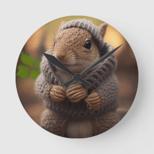 Chilly Squirrel Round Clock