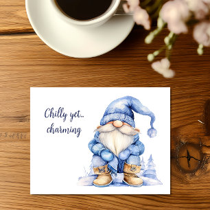 Chilly Yet Charming Gnome Holiday Postcard