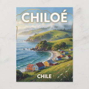 Chiloe Island Chile Colourful Coastal Landscape Postcard