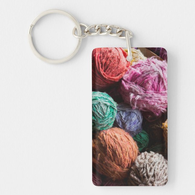 Chiloe wool yarn dyed with natural dyes key ring (Front)