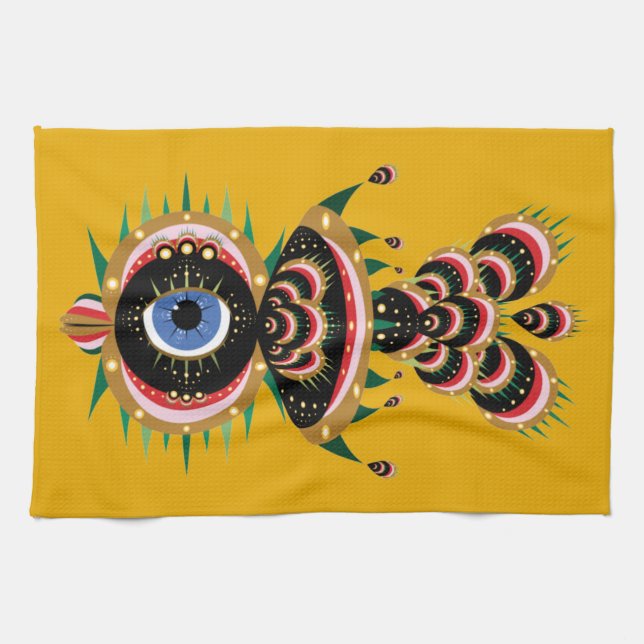Chimera - Fish Bird Kitchen Towel (Horizontal)
