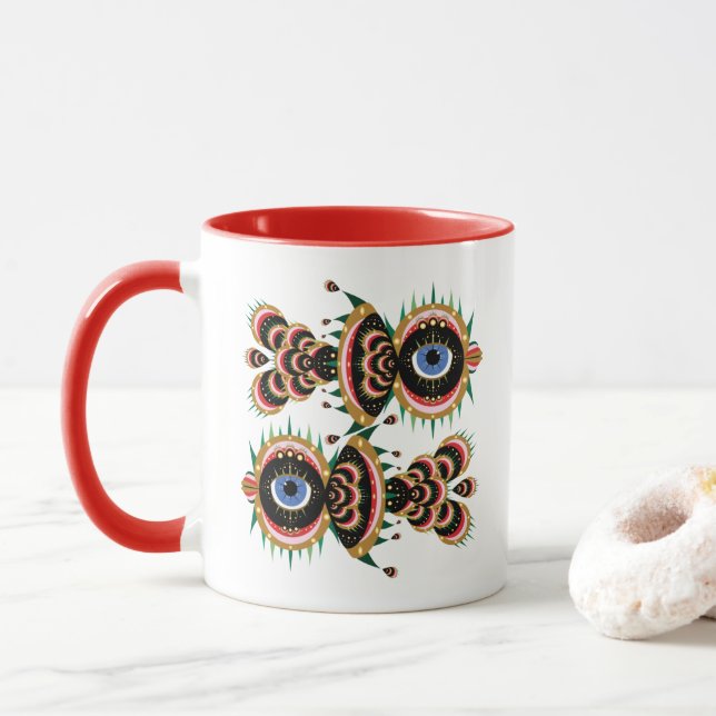 Chimera - Fish Bird Mug Red (With Donut)