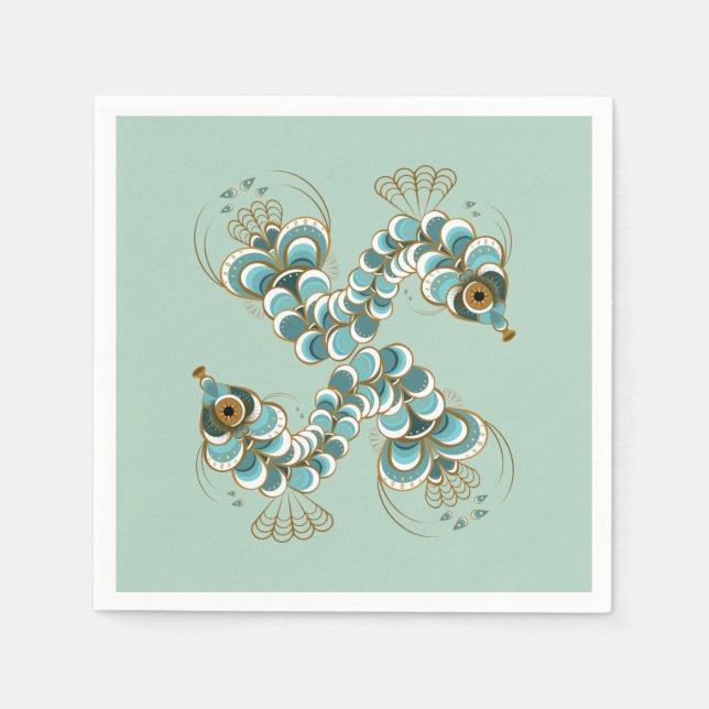 Chimera - Peacock Seahorse Paper Napkins (Front)