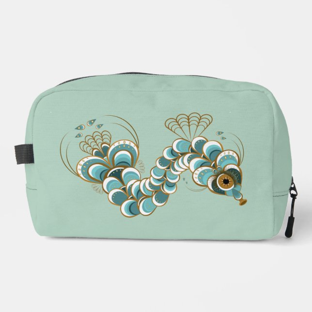 Chimera - Peacock Seahorse Pistachio Toiletry Bag (Front)