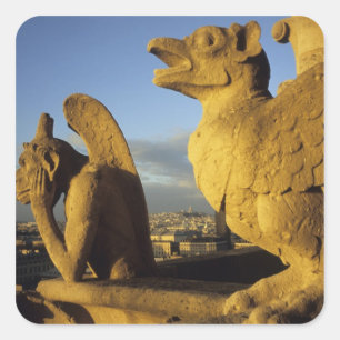 Chimera, re Dame Cathedral, Paris, France Square Sticker