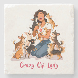Chimigos - Crazy Chi Lady - Chihuahua Stone Coaster