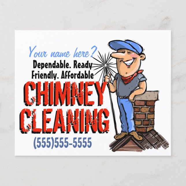 Chimney Cleaning Sweep Cleaner Customisable Promo Flyer (Front)