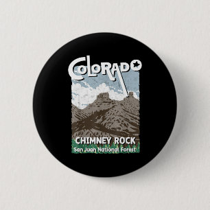 Chimney rock colorado san juan rocky mountains 6 cm round badge