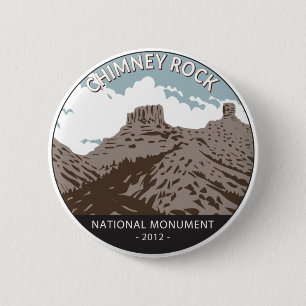 Chimney Rock National Monument Colorado Vintage  6 Cm Round Badge