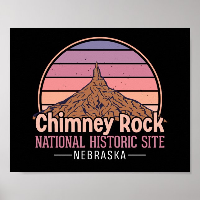 Chimney Rock Nebraska Vintage Print – Retro  (Front)