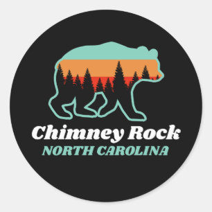 Chimney Rock North Carolina Bear Retro Vintage Classic Round Sticker
