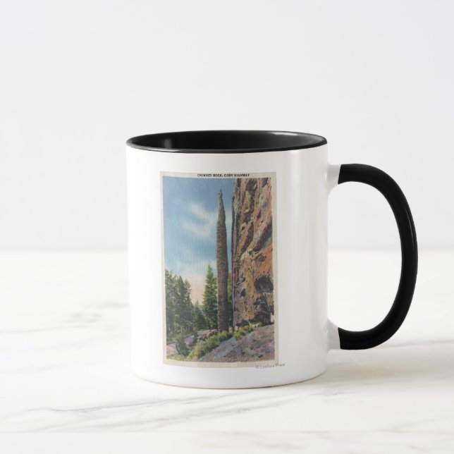 Chimney Rock on Cody Highway, Montana View Mug (Right)