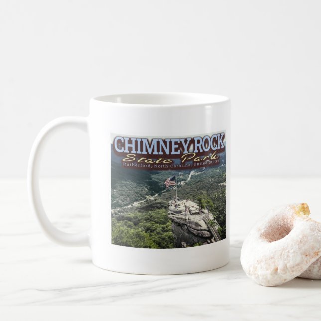 CHIMNEY ROCK - RUTHERFORD - NORTH CAROLINA US COFFEE MUG (With Donut)