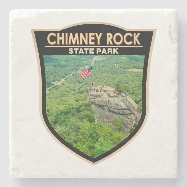 Chimney Rock State Park North Carolina Badge Stone Coaster (Front)