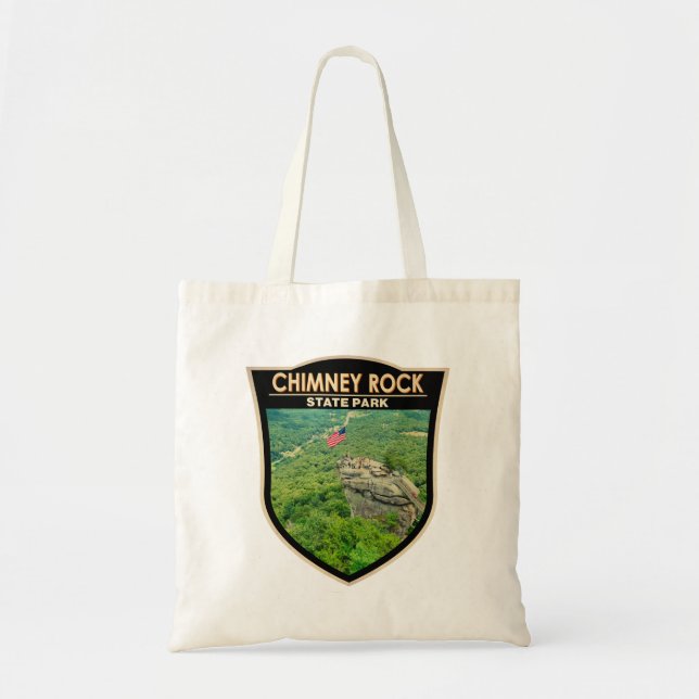 Chimney Rock State Park North Carolina Badge Tote Bag (Front)