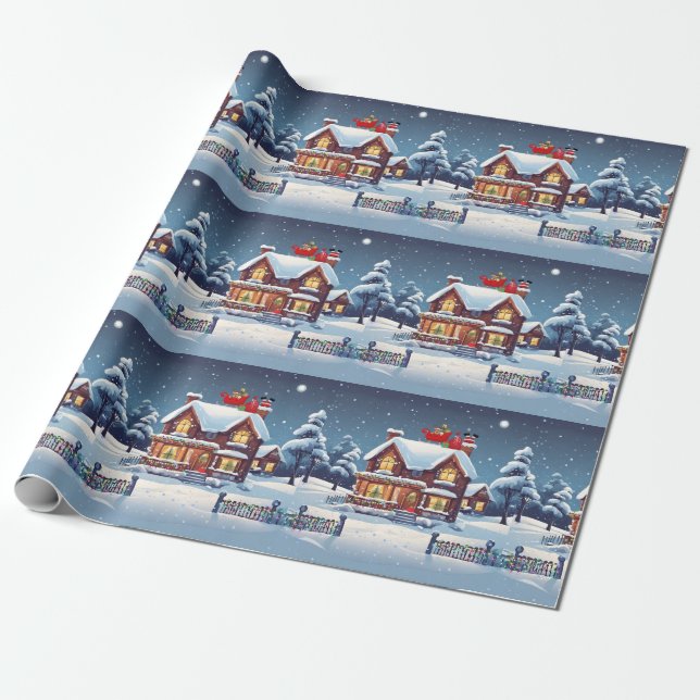Chimney Santa Wrapping Paper (Unrolled)