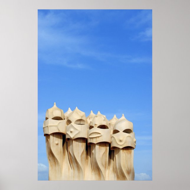 Chimneys on Roof of Casa Mila (La Pedrera) Poster (Front)