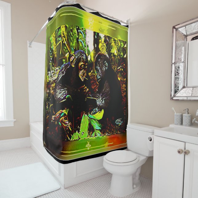 Chimp and Gorilla Cooperation 02 Shower Curtain (In Situ)