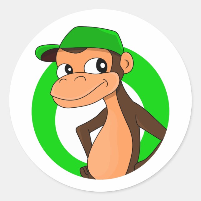 Chimp cartoon classic round sticker (Front)