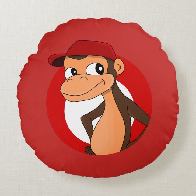 Chimp cartoon round pillow (Front)