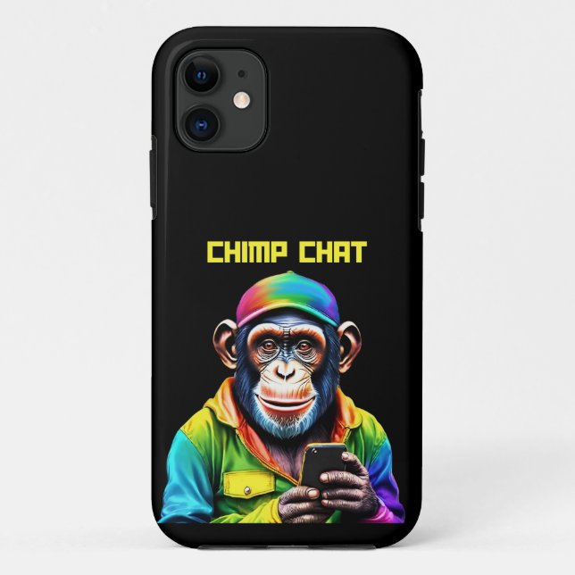 Chimp Chat-Chimpanzee with Phone- Case-Mate iPhone Case (Back)