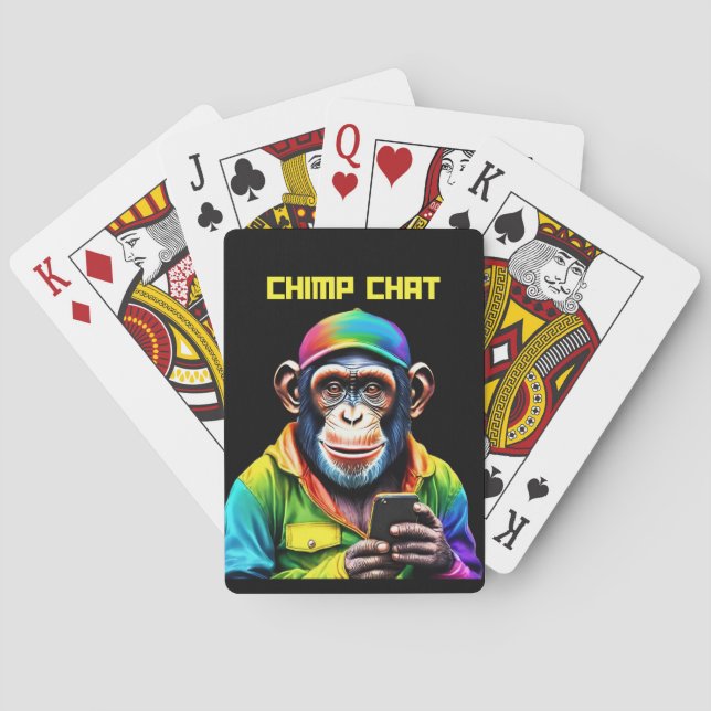 Chimp Chat-Chimpanzee with Phone- Playing Cards (Back)