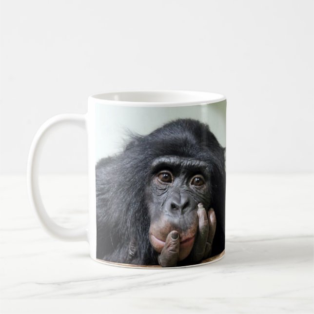 Chimp chimpanzee MONKEY face mug cup (Left)