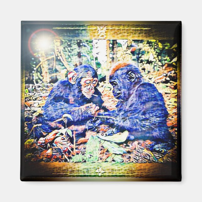 Chimp & Gorilla Cooperation 01 Magnet (Front)