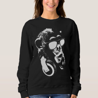 Chimp Monkey With Headphones And Sunglasses Sweatshirt
