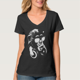 Chimp Monkey With Headphones And Sunglasses T-Shirt