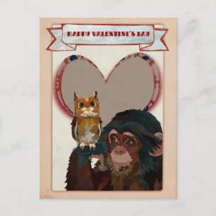 CHIMP & OWL VALENTINE'S Postcard