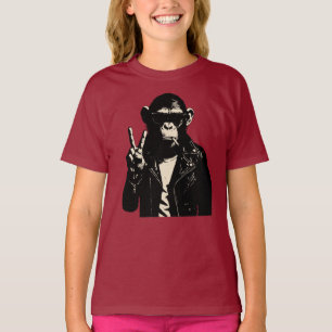 Chimp Rebel Peace Sign Leather T-Shirt