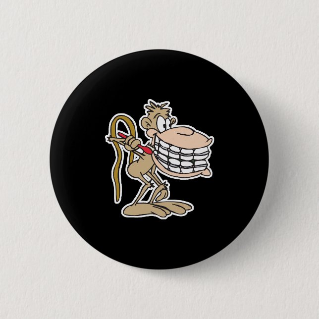 chimp with braces 6 cm round badge (Front)