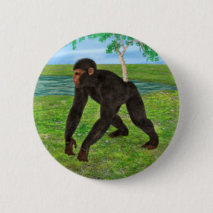 Chimpanzee 6 Cm Round Badge