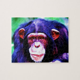 Chimpanzee - Animal Art İllustration Painting Jigsaw Puzzle