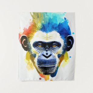 Chimpanzee Ape Wild Nature Animal Color Art Pain Tapestry