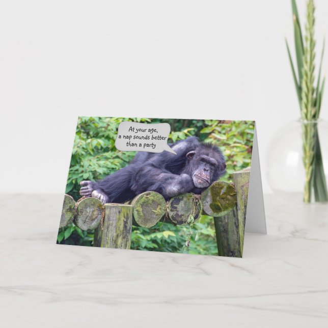 Chimpanzee Birthday Humour Card (Front)