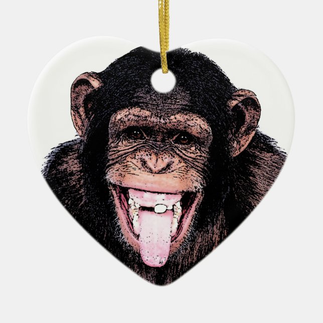 Chimpanzee Ceramic Tree Decoration (Front)