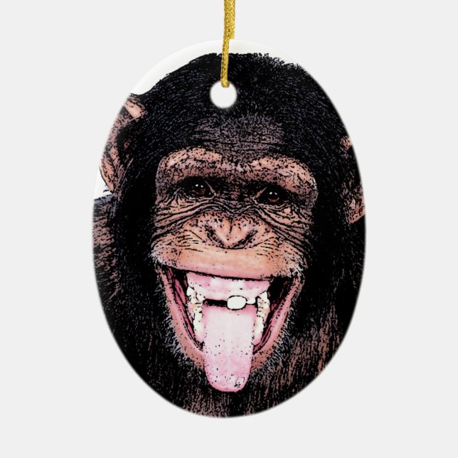 Chimpanzee Ceramic Tree Decoration (Front)