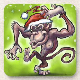 Chimpanzee Christmas Coaster