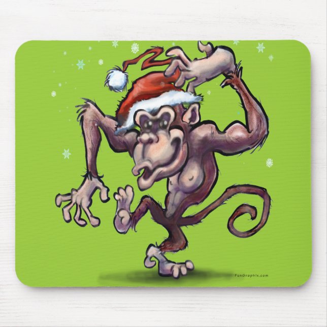 Chimpanzee Christmas Mouse Mat (Front)